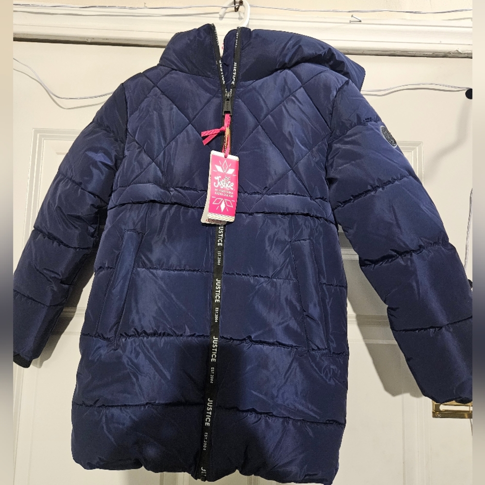 New Unworn Justice Girls Navy Puffer Jacket Size XS 5/6